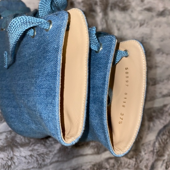 Gianvito Rossi Marie Booth light denim lace up, open toe booties - Picture 6 of 8